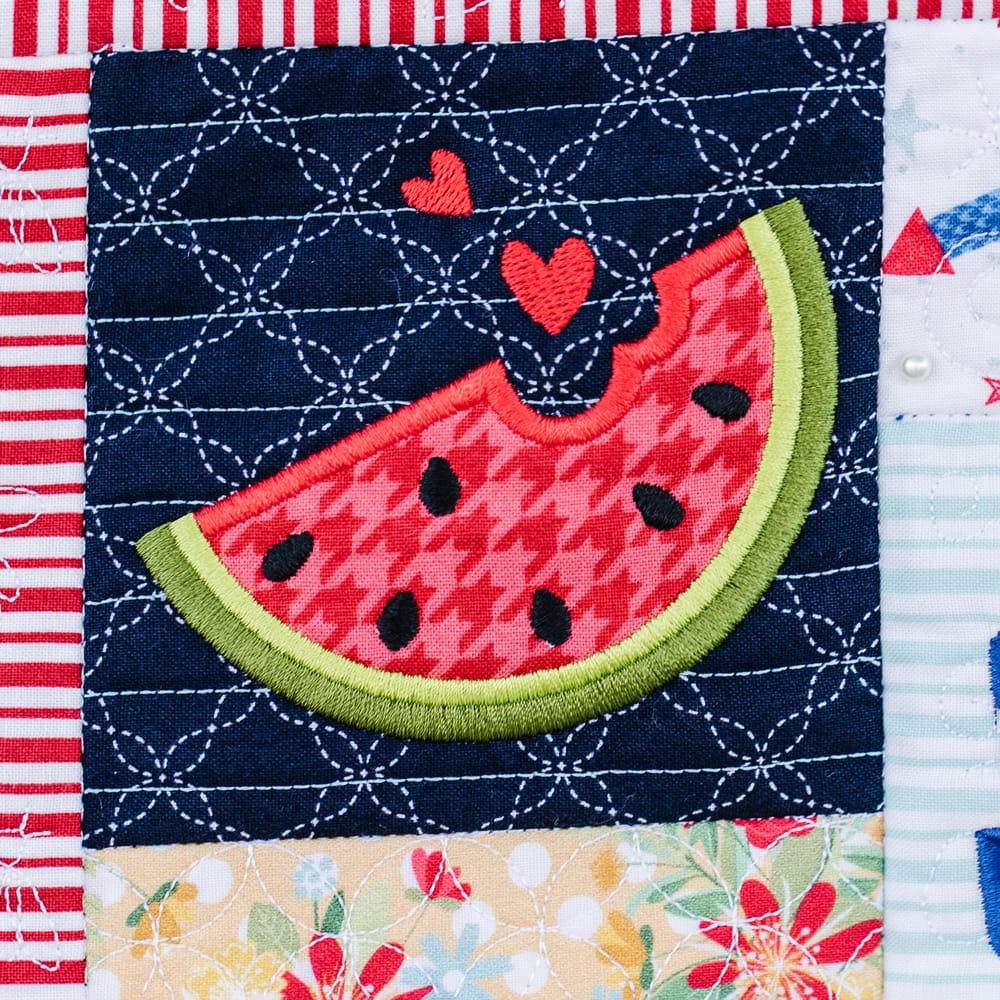 red white & bloom machine embroidery design watermelon