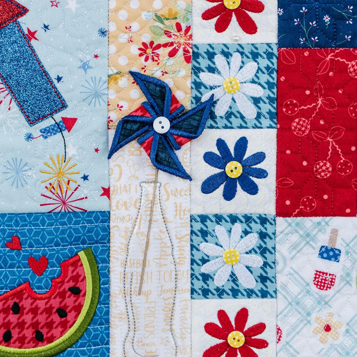 red white & bloom machine embroidery design pinwheel