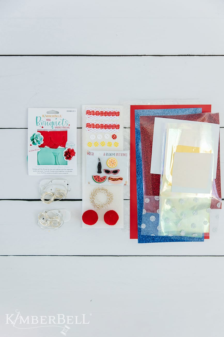 Red, White & Bloom Embellishment Kit