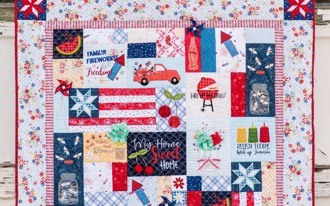 Fourth of July Traditions: Looking Forward to Kimberbell’s Red, White, & Bloom Quilt for Sewing and Machine Embroidery