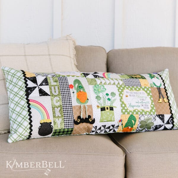 Luck O’ the Gnome Bench Pillow, Machine Embroidery
