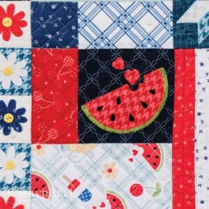 Red White and Bloom Quilt, Sewing