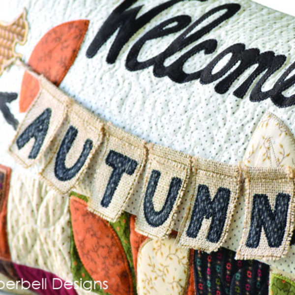 Welcome Autumn! Bench Pillow, Machine Embroidery