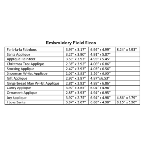Embroidery field sizes A Kimberbell Christmas FINAL