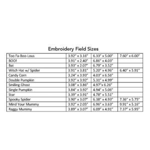 KDVT1001 embroidery field sizes final